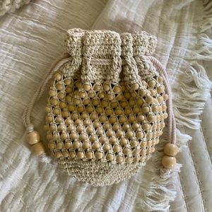 Madewell Macrame Beaded Boho Clutch Wristlet